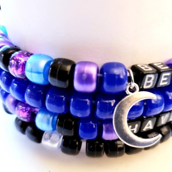 Handmade Be Wild, Have Fun GalaxyCelestial Moon Kandi Bracelet Charm Bundle Set - Picture 3 of 7